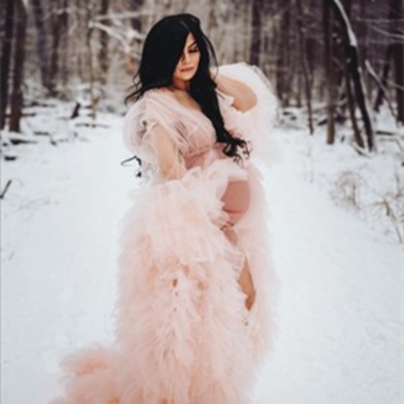 Sexy Illusion Long Lingerie Tulle Robe Nightgown Sleepwear / Bridal Robe - Picture 8 of 9